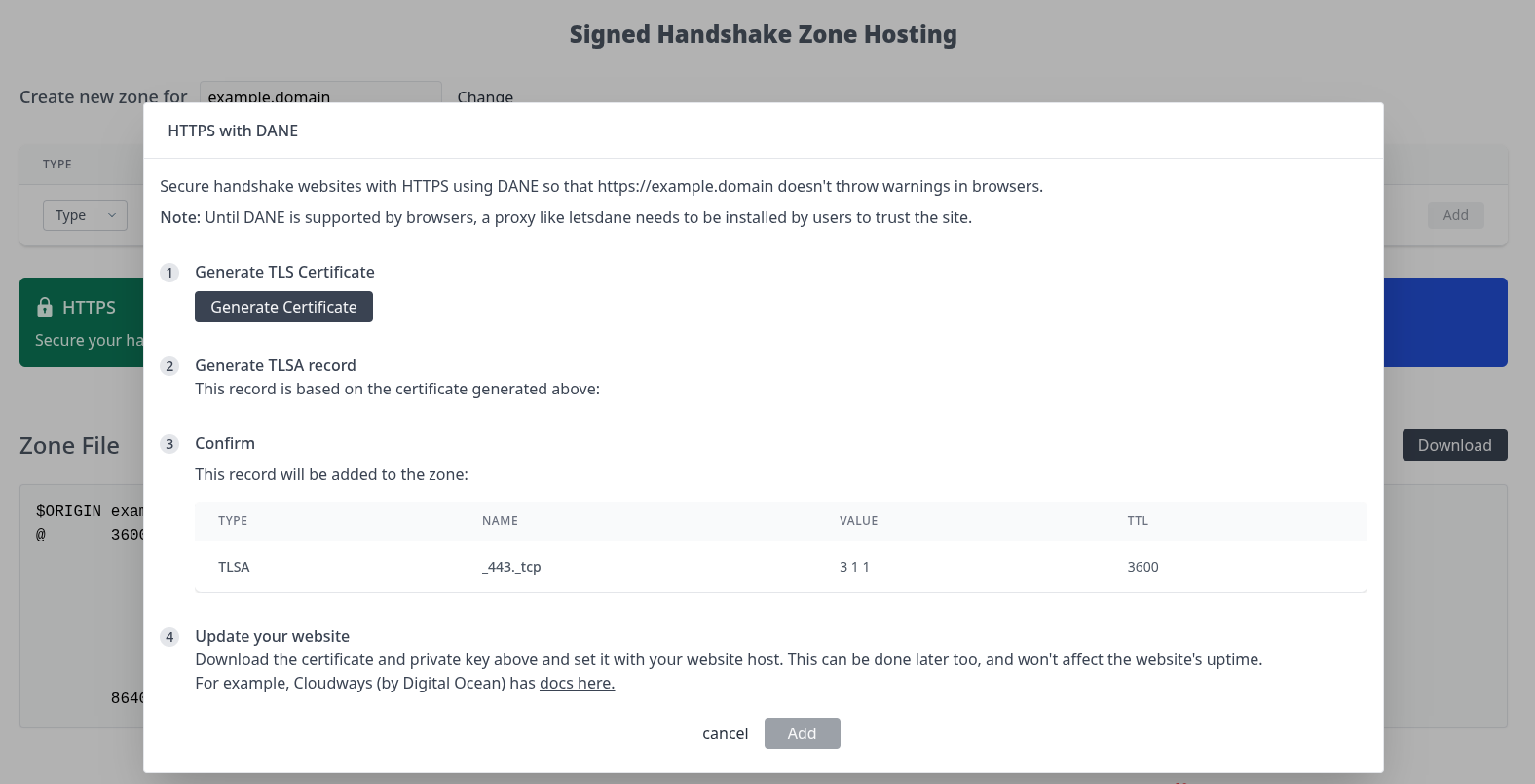 Zone Editor with DANE